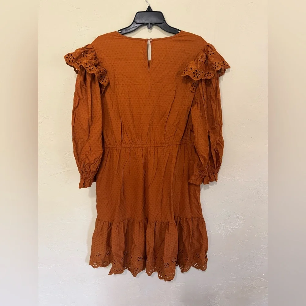 Universal Thread Brown Orange Ruffled Tiered Sundress NWT